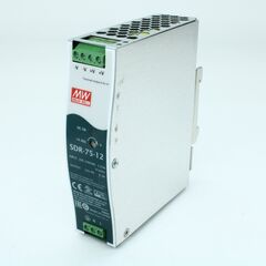 SDR-75-12, преобразователь ac-dc на din-рейку 75вт, выход 12в/6.3a (пиковый 9.375а), рег. вых 12...14в, вход 88…264v ac, 47…63гц /124…370в dc, изоляция 3000в ac, в кожухе 32х125.2х102мм, -30…+70°с