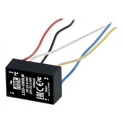 LDD-1000LW, dc/dc led понижающий, вход 6…36в, выход 2…30в/1а, кпд до 95%, вход on/off/dimm, 31.8x20.3x12.2мм, проводные выводы, -40…71°c, пластик