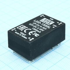 LDD-1500L, dc/dc led понижающий, вход 6…36в, выход 2…30в/1.5а, кпд до 95%, вход on/off/dimm, 31.8x20.3x12.2мм, dip, -40…71°c, пластик