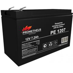 PE1207, аккумулятор свинцово-кислотный 12v 7.2ah, размер 151х64х94мм, плоская клемма 6.3мм, срок службы 6 лет