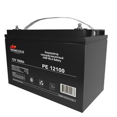 PE12100, аккумулятор свинцово-кислотный 12v 100ah, размер 328х172х222мм, крепление под болт м8, срок службы 6 лет