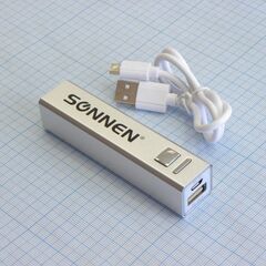 Аккумулятор внешн. портативн. (2600mAh), power bank, 2.6ah, usb(1a), литий-ионный, алюм.корпус 9*2, серебро,led индикатор заряда, кабель micro usb
