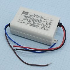 APV-35-24, ac-dc, 36вт, вход 90…264в ac, выход 24в/1.5а, изоляция 3750в ac, в кожухе 84х57х29.5мм, -30…+70°с