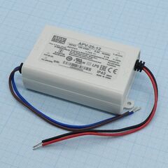 APV-25-12, ac-dc, 25вт, вход 90…264в ac, выход 12в/2.1а, изоляция 3750в ac, в кожухе 84х57х29.5мм, -30…+70°с