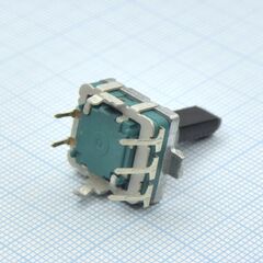 PEC16-4020F-S0024, энкодер pec16, без щелчков, 24 импульса, пластмассовый вал с лыской 20мм, с кнопкой, горизонтальные выводы, крепление на гайку 9мм