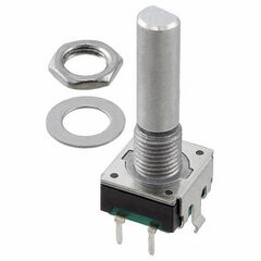 PEC11R-4225F-S0024, энкодер pec11, 24 щелчка, 24 импульса, металлический вал с лыской 25мм, с кнопкой, горизонтальные выводы,крепление на гайку 7мм