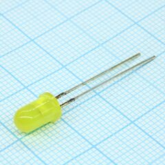 FYL-5013PUYD1C, светодиод 5мм желтый, матовый 2200мкд 30°