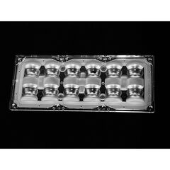 ALHB173D12LED30110G, групповая прямоугольная линза 2x6 на 12 светодиодов 3030/3535/5050, эфф=93%, 30°x110°, 173x71.4mm h:13mm, pmma