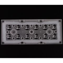 ALST173D12LED3535T2M, групповая прямоугольная линза 2x6 на 12 светодиодов 3030/3535, эфф=90%, диаграмма t2 горизонтальная, 173x71.4mm h:9.1mm, pmma