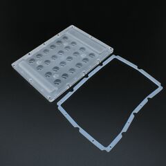 ALHB135D24LED90G, групповая прямоугольная линза 4x6 на 24 светодиода 3030/5050, эфф=90%, диаграмма 90°, 135x100mm h:11.4mm, pc-1250z