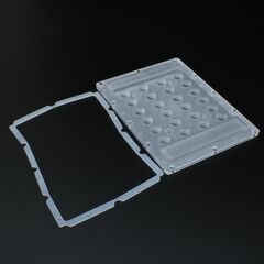 ALHB135D24LED60G, групповая прямоугольная линза 4x6 на 24 светодиода 3030/3535/5050, эфф=90%, диаграмма 60°, 135x100mm h:7.95mm, pc-1250z