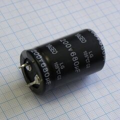 LG200M0680BPF-2540, с защёлкиваемыми выводами 200v 680uf ±20%, стандартные, 2000часов, -20...+105°с