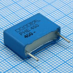 PHE450KB6100JR06, конденсатор металлопленочный полипропиленовый 0.1мкф 400в ±5% (18 x 6.5 x 12.5)мм радиальный 15мм