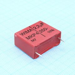MKP4F042205I00KSSD, конденсатор металлоплёночный полипропиленовый 2,2мкф 250в ±10% (26,5 x 11 x 21мм) p=22,5мм 100°c