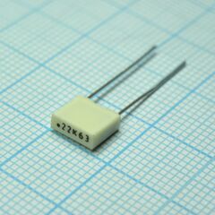 R82DC3220DQ60K, конденсатор металлоплёночный полиэтилентерефталатный 0.22мкф 63в ±10% (7.2х2.5х6.5мм) шаг выводов 5мм 105°с автомобильного применения лента в коробке