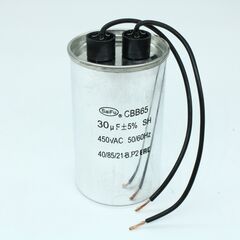 CBB65 30UF 450V WIRE, конденсатор пусковой / рабочий, металлизированный, полипропиленовый в герметизированном цилиндрическом корпусе с гибкими выводами