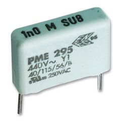 PME295RB4220MR30, конденсатор пленочный помехоподавляющий y1 2200пф 1500в постоянного/440в переменного тока ±20% (18 x 6.5 x 12.5мм) радиальные выводы 15мм 115°c россыпь