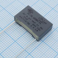 R474I210050A1K, пленочный помехоподавляющий конденсатор x1, 0.01uf ±10%, 440vac, радиальные выводы с шагом 15mm, (18 x 5 x 11mm)