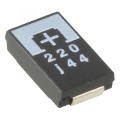 10TAE220ML, конденсатор танталовый полимерный 220мкф 10в d3l корпус ±20% (7.3 x 4.3 x 2.8мм) для поверхностного монтажа 0.025ом 2000h 105°c лента на катушке