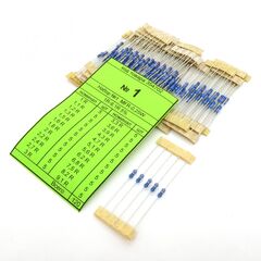 Набор резисторов №1 MFR-25J(F) 1-9.1, набор выводных резисторов 0.25w, ряд е24 ( по 5 шт.) номиналы 1-9,1 ом, 5%(1%)
