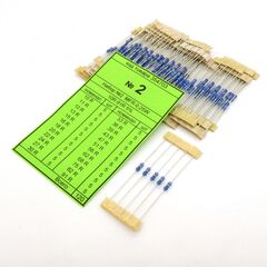 Набор резисторов №2 MFR-25J(F) 10-91, набор выводных резисторов 0.25w, ряд е24 ( по 5 шт.) номиналы 10-91 ом, 5%(1%)