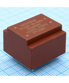 PE201017, трансформатор питания 0.5ва 230в 2x6в/42ма ta 70°c (ee 20/10) 19.5мм