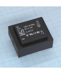 BV EI 301 3005, трансформатор питания 0.5ва 230в 6в/83ма ta 70 c/f (ei 30/5,5)15.2мм