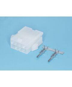 MF-8M, разъем питания (с контактами) mini-fit, 8pin, вилка на кабель, шаг 4,2мм