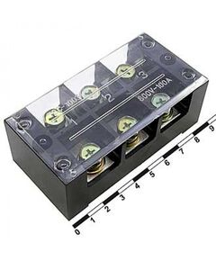 TB-10003, клеммная колодка винтовая с крышкой 6 контактов (2х3) м6, awg6, 10мм2, 100а 600в