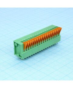DG141V-2.54-18P-14-00A(H), нажимной безвинтовой клеммный блок на 18 контактов. зажим типа торцевой контакт. серия dg141v-2.54