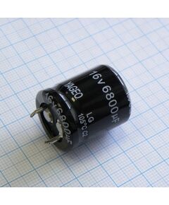LG016M6800BPF-2225, с защёлкиваемыми выводами 16v 6800uf ±20%, стандартные, 2000часов, -40...+105°с