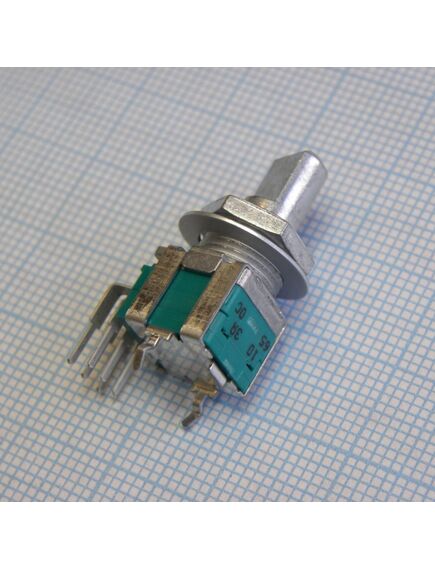 RK09L1240015, potentiometer rk09l series, dual-unit, vertical, flat shift 15mm, with detent, 10k, 1b, for tone