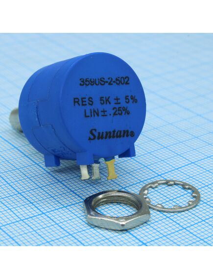 TSR-3590-S-2-502R, потенциометр 5 ком 2вт ±5%, многооборотный прецизионный ±0.5% 2вт, вал 6.34мм
