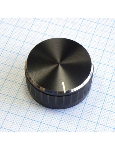 Ручка 40х19HL-180 чёрная, лыска, d=6mm, ручка управления, на вал 6 мм, с лыской, чёрная d=40мм, h=19мм