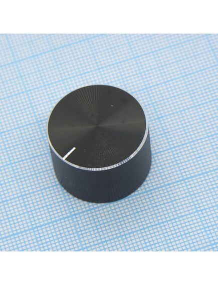 Ручка 25.5x17HRP2 чёрная, насечка, d=6mm, ручка управления, на вал 6 мм, с насечкойкой, чёрная d=25.5мм, h=17мм, изображение 2