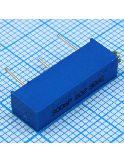 TSR-3006P-202R, потенциометр многооборотный керметный 2ком 0.75вт ±10% 22 ±2 оборота, (19.05 x 4.83 x 6.35мм)
