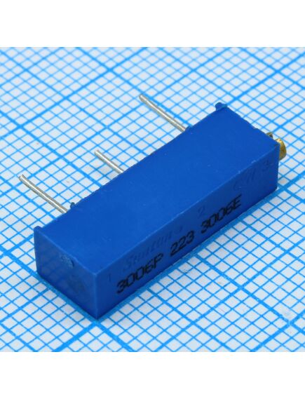 TSR-3006P-223R, потенциометр многооборотный керметный 22ком 0.75вт ±10% 22 ±2 оборота, (19.05 x 4.83 x 6.35мм)