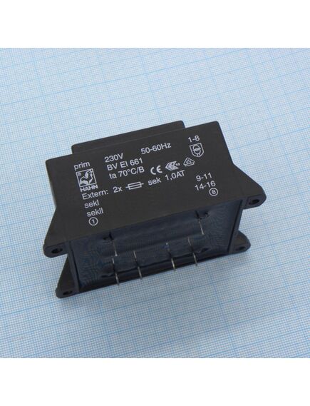 BV EI 661 1080, трансформатор питания 25ва 230в 2x12в 2x1024ма 70/b
