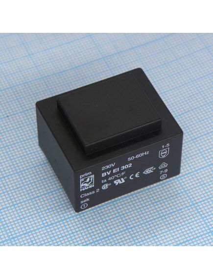 BV EI 302 2989, трансформатор питания 1.5ва 230в 24в/62ма ta 70 c/f (ei 30/10.5)21.8мм