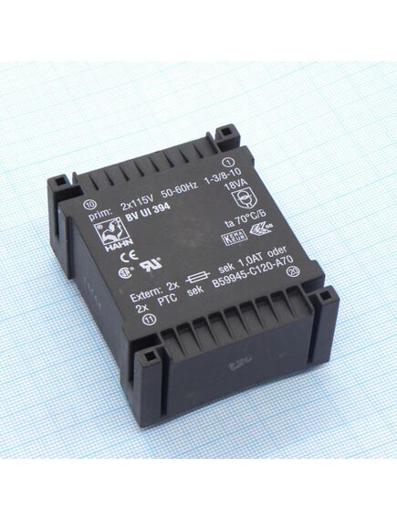 BV UI 394 0075, трансформатор питания 18ва 2*115в, 2*18в, 2*500ма 70/b (45)