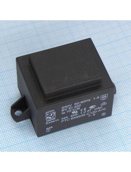 BV EI 422 1230, трансформатор питания 6ва 230в 24в 250ма ta 70 c/b (ei 42/14.8)32.3мм с фланцем для крепления