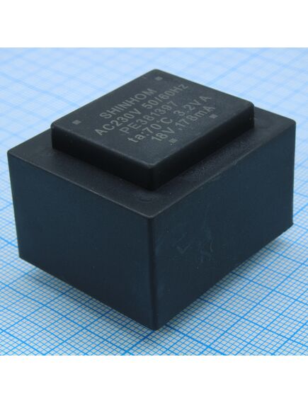 PE381397, трансформатор питания 3.2ва 230в 18в/178ма ta 70°c (ei 38/13.6) 28мм