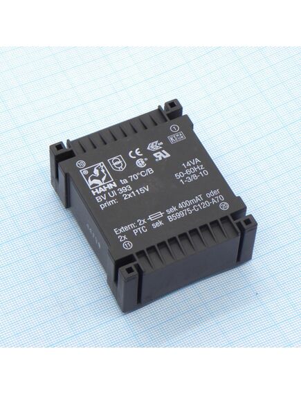 BV UI 393 0078, трансформатор питания 14ва 2*115в, 2*15в, 2*467ма 70/b (45)
