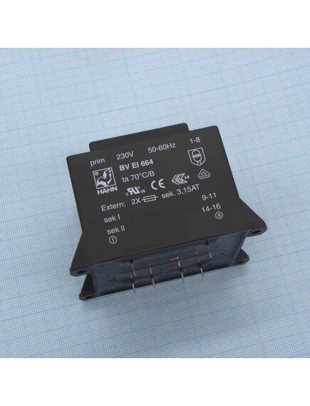 BV EI 664 0027, трансформатор питания 50ва 230в 2x9в 2770ма