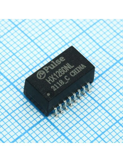 HX1260NLT, телекоммуникационный трансформатор, 1:1 0.65ohm prim. dcr 0.65ohm sec. dcr 16term. gull wing smd, изображение 2