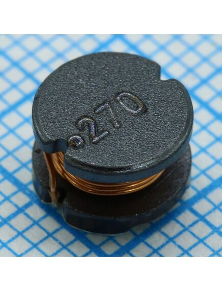 SDR0805-270KL, индуктивность smd силовая неэкранированная проволочная 27мкгн ±10% 1кгц 20q-фактор феррит 1.3a 0.12ом по постоянному току лента на катушке