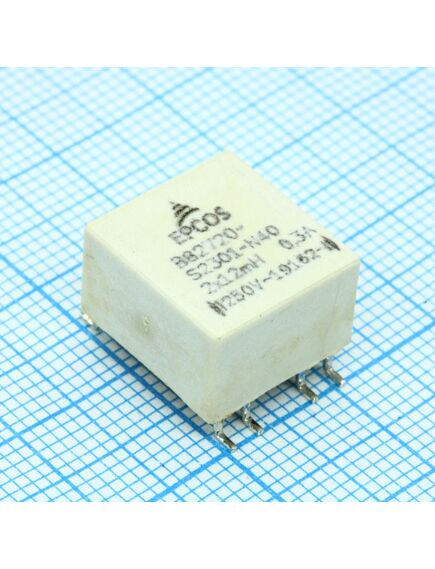 B82720S2301N040, синфазный дроссель двухобмоточный 12мгн 10кгц 0.3a 1.1ом для поверхностного монтажа автомобильного применения лента на катушке