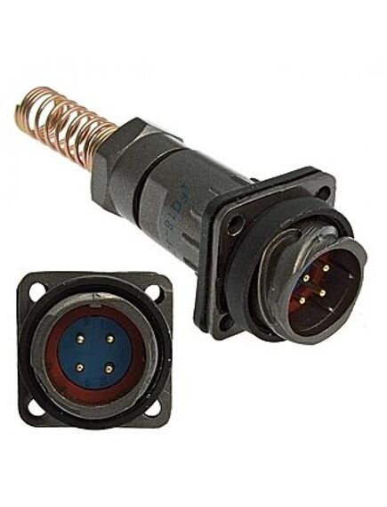 FQ18-4PIN ZPJ-8, блочная вилка, 4 контакта, с патрубком и пружинным хвостовиком под кабель 8мм