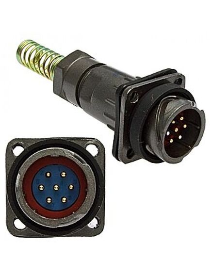 FQ18-7PIN ZPJ-8, блочная вилка, 7 контактов, с патрубком и пружинным хвостовиком под кабель 8мм