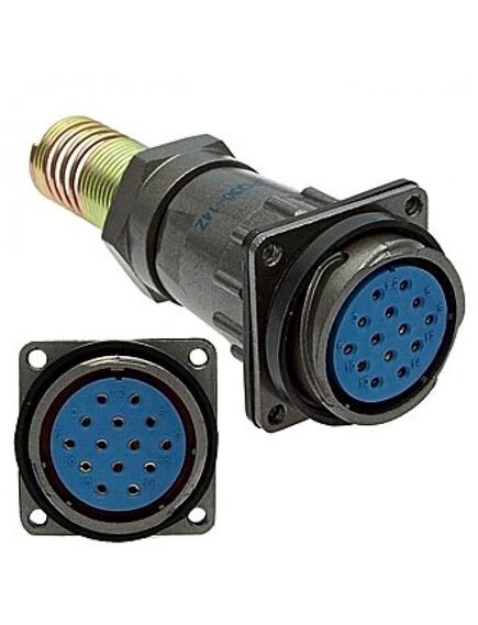 FQ30-14PIN ZPK-16, блочная розетка, 14 контактов, с патрубком и пружинным хвостовиком под кабель 16мм